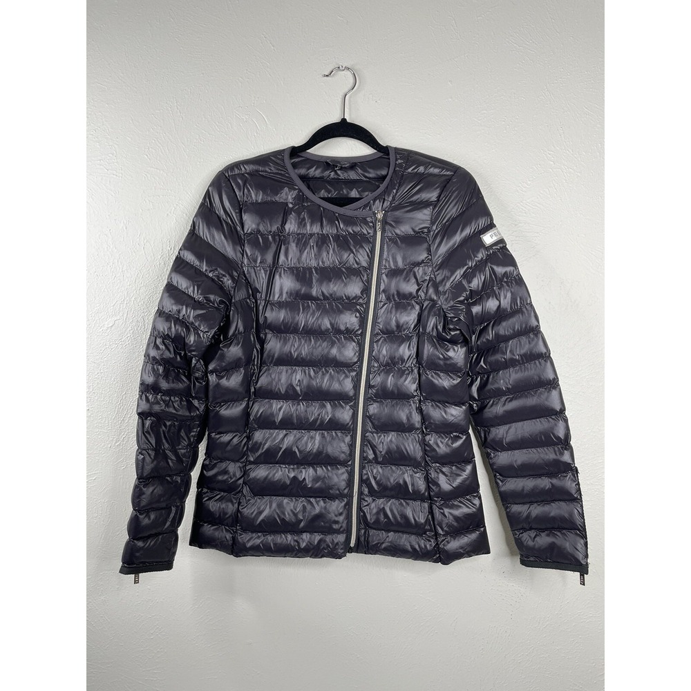 Nux Peloton Puffer Winter Coat Bomber Jacket Black Shiny Moto Zipper Medium M